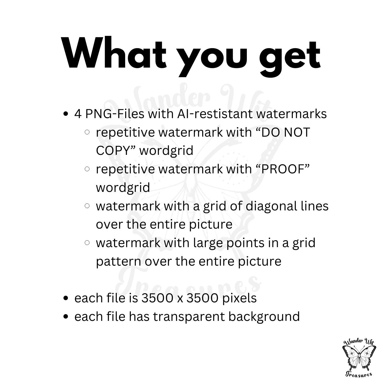 Ai-resistant Watermark Bundle of 4 - Linegrid, Pointgrid, "Do Not Copy" & "Proof"
