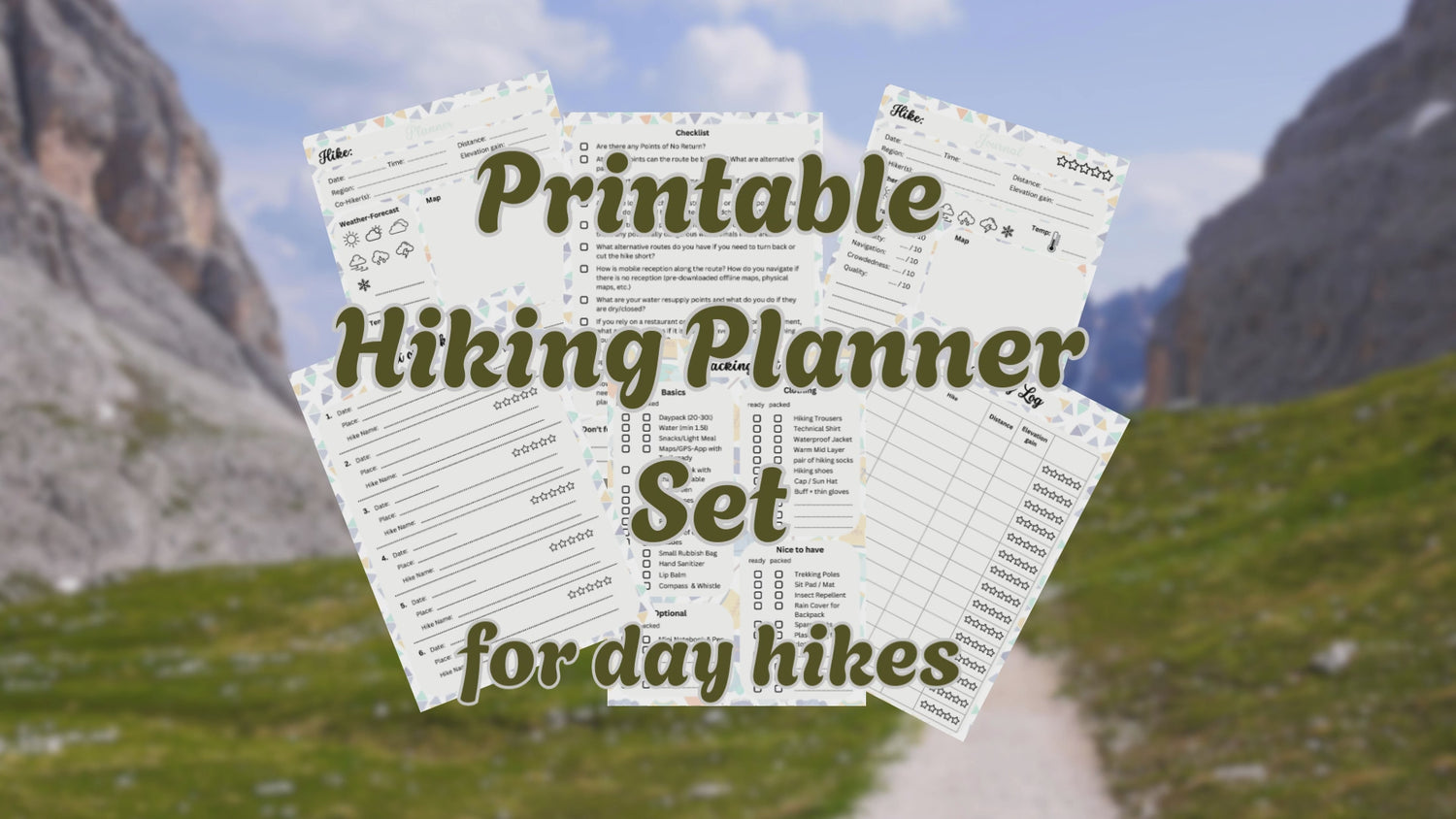 Day Hike Planner Set – printable Journal, Checklist & Packing List